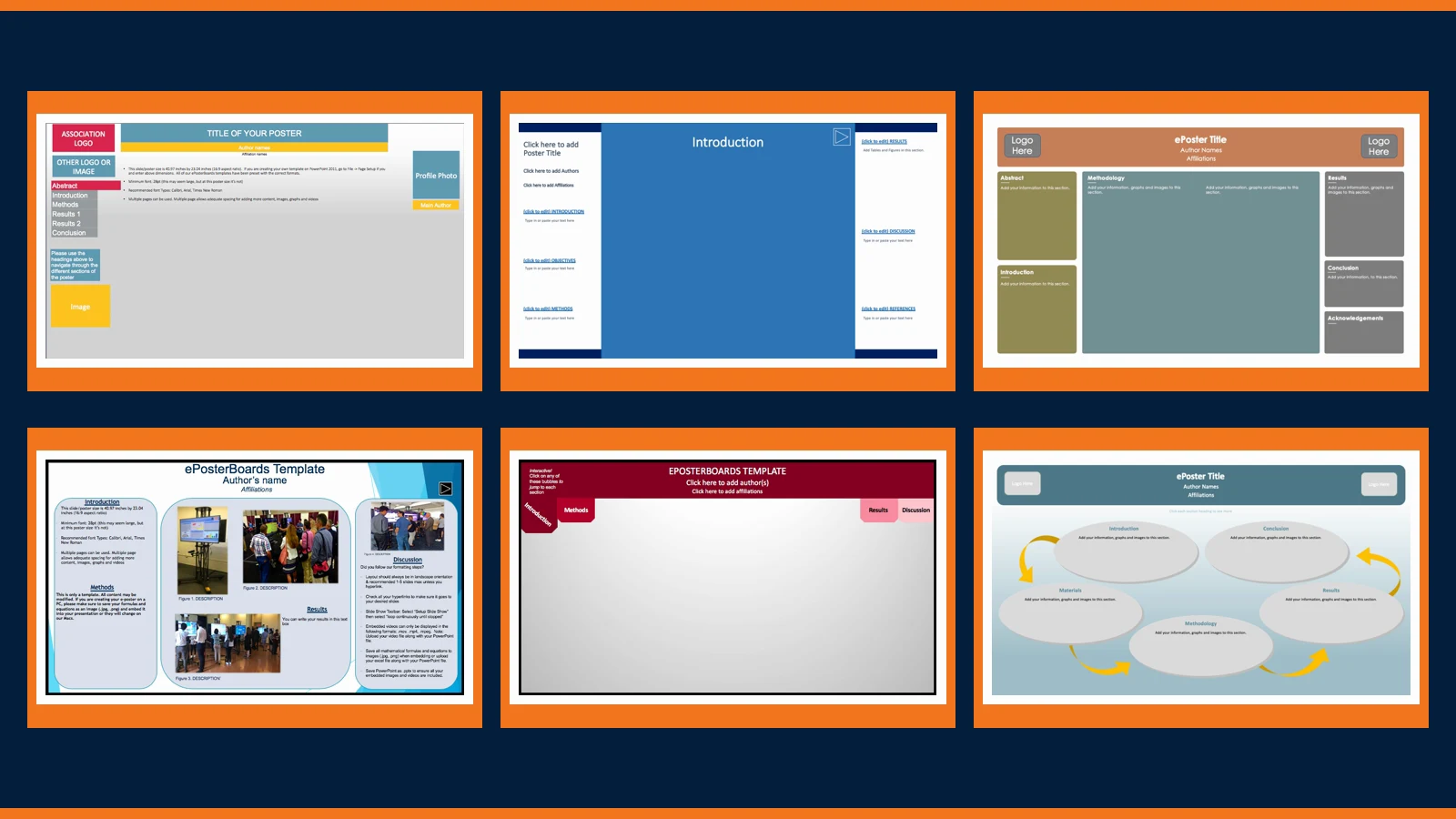 Collage of six ePoster template designs