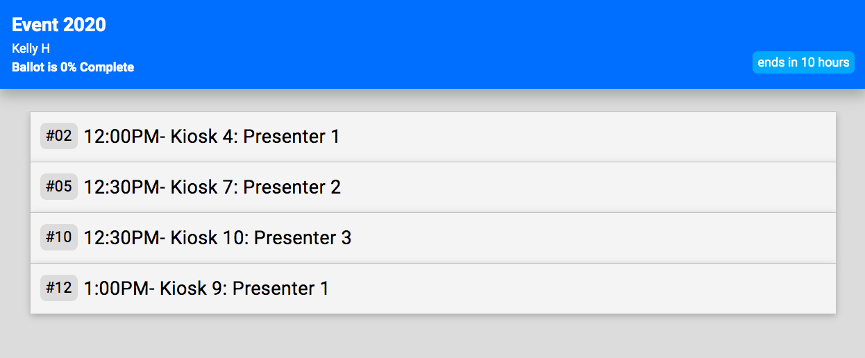 Example event ballot interface