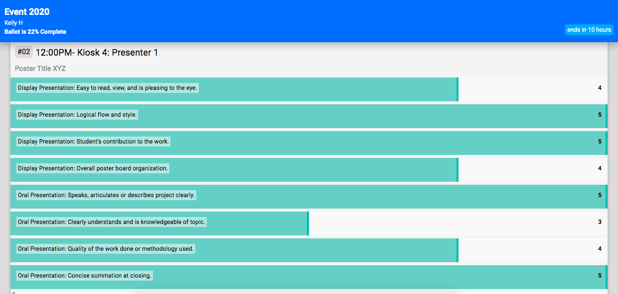 Example faculty judging ballot interface