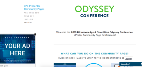 Presenter community website example with an advertisement placement