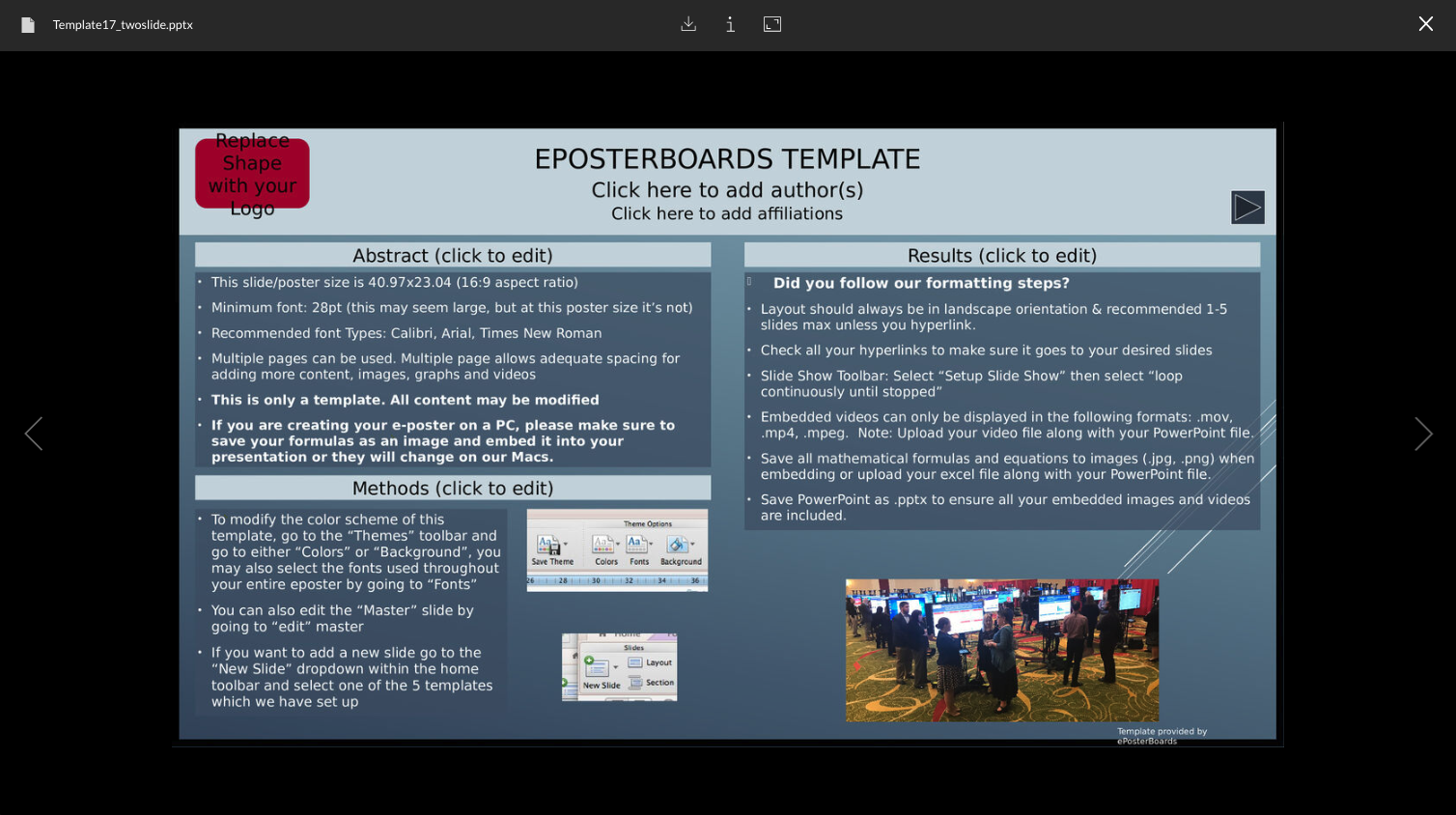 Full-size ePoster viewing interface with controls